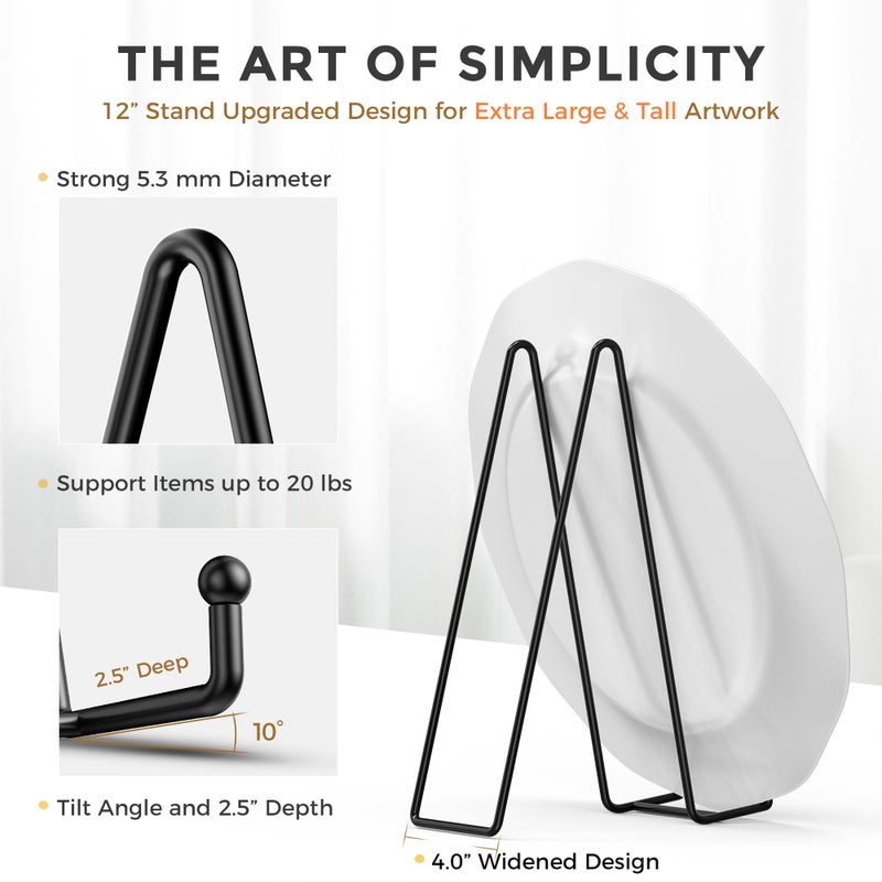 TRLife TR-LIFE 4 Pack 12 Inch Large Plate Stands/holder for Display - Metal Picture Frame Holder Stand + Easels for Platter  Book  Plaque  Photo  Table top Art - Image 2